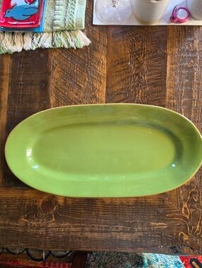 Viertri Made in Italy Sage Green Ceramic Narrow Oval Serving Platter EUC